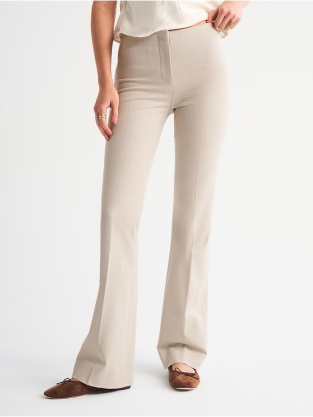 Abercrombie & Fitch Cream Forme Bootcut Pants